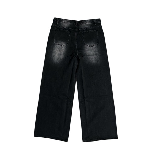 NWOT, Bagged Locked, Men’s Black Straight Jeans, Large, Distressed - Picture 2 of 3